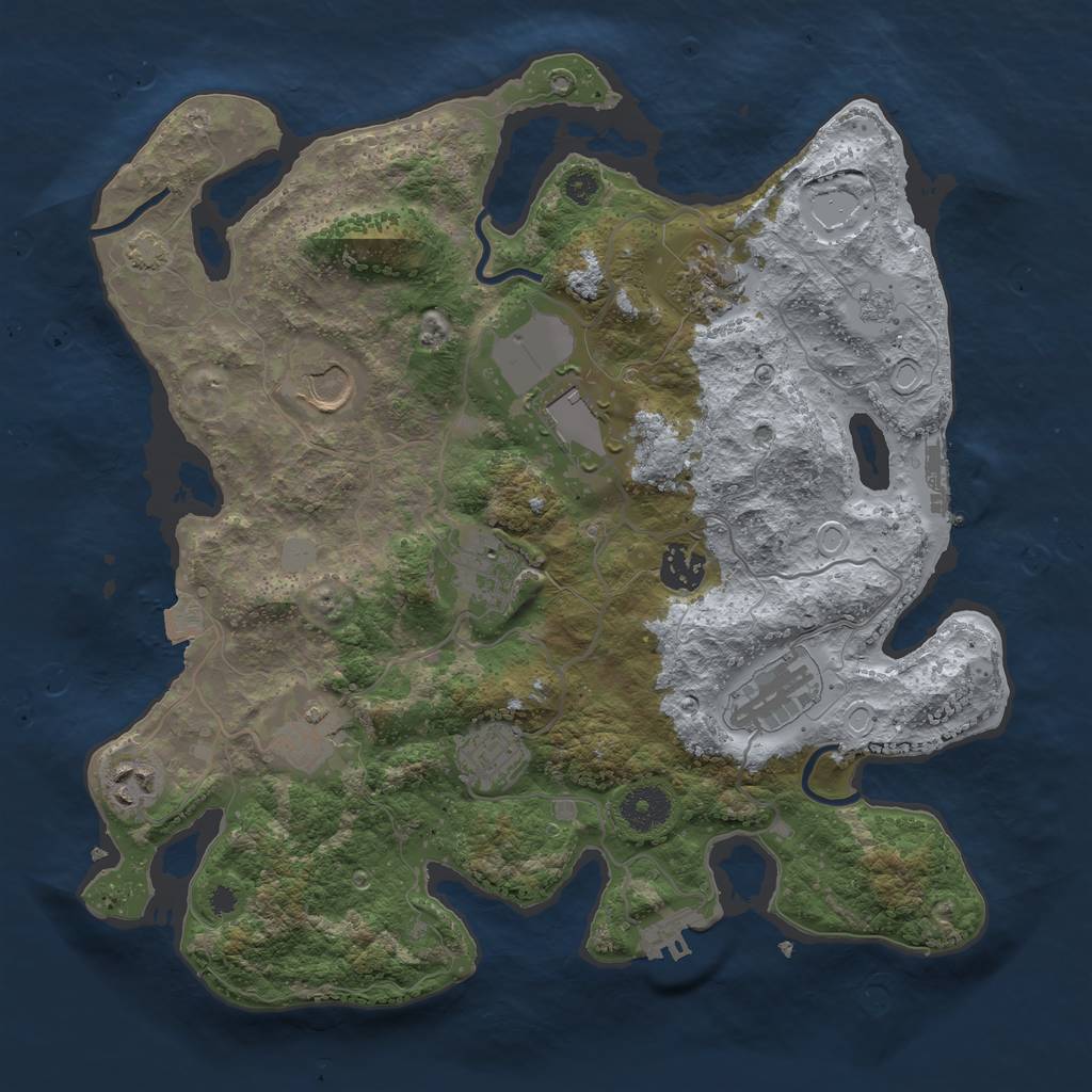 Rust Map: Procedural Map, Size: 3500, Seed: 1434223310, 16 Monuments