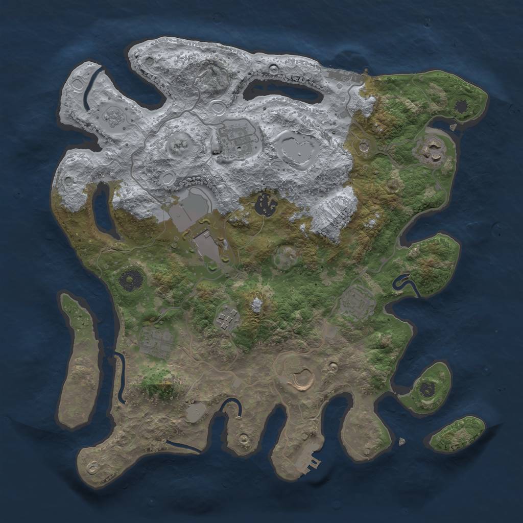 Rust Map: Procedural Map, Size: 3500, Seed: 7333, 15 Monuments