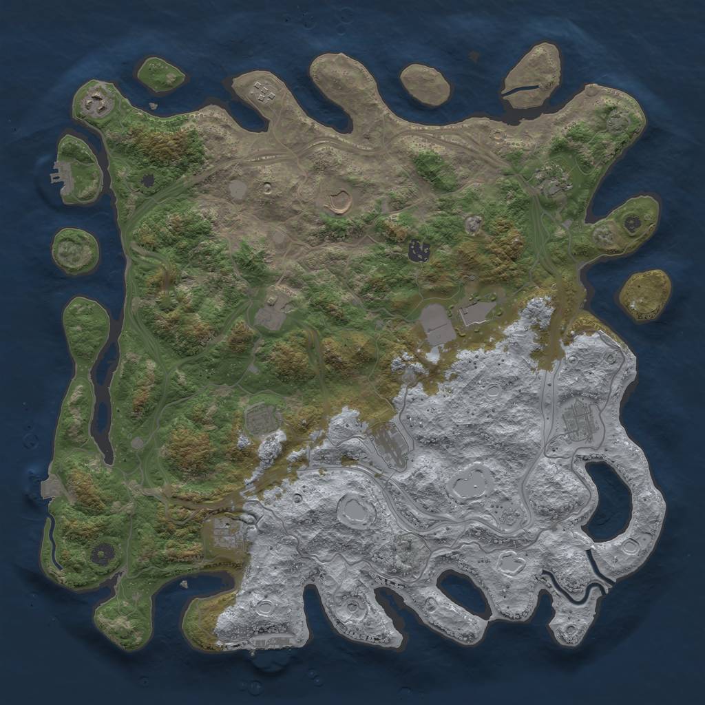 Rust Map: Procedural Map, Size: 4500, Seed: 1956557565, 19 Monuments