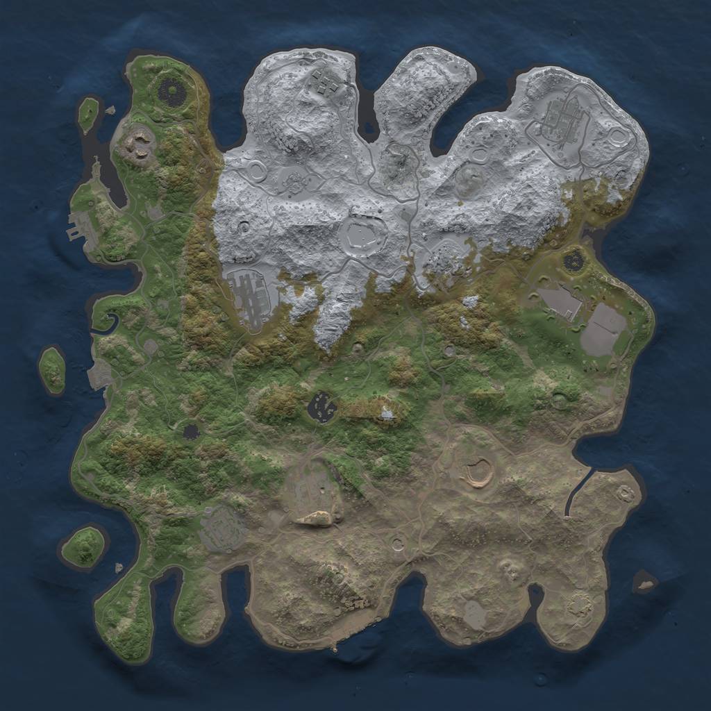 Rust Map: Procedural Map, Size: 3700, Seed: 483409368, 18 Monuments