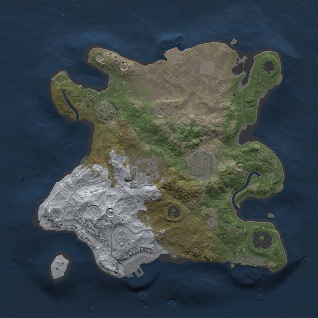 Rust Map: Procedural Map, Size: 2500, Seed: 2145865459, 10 Monuments