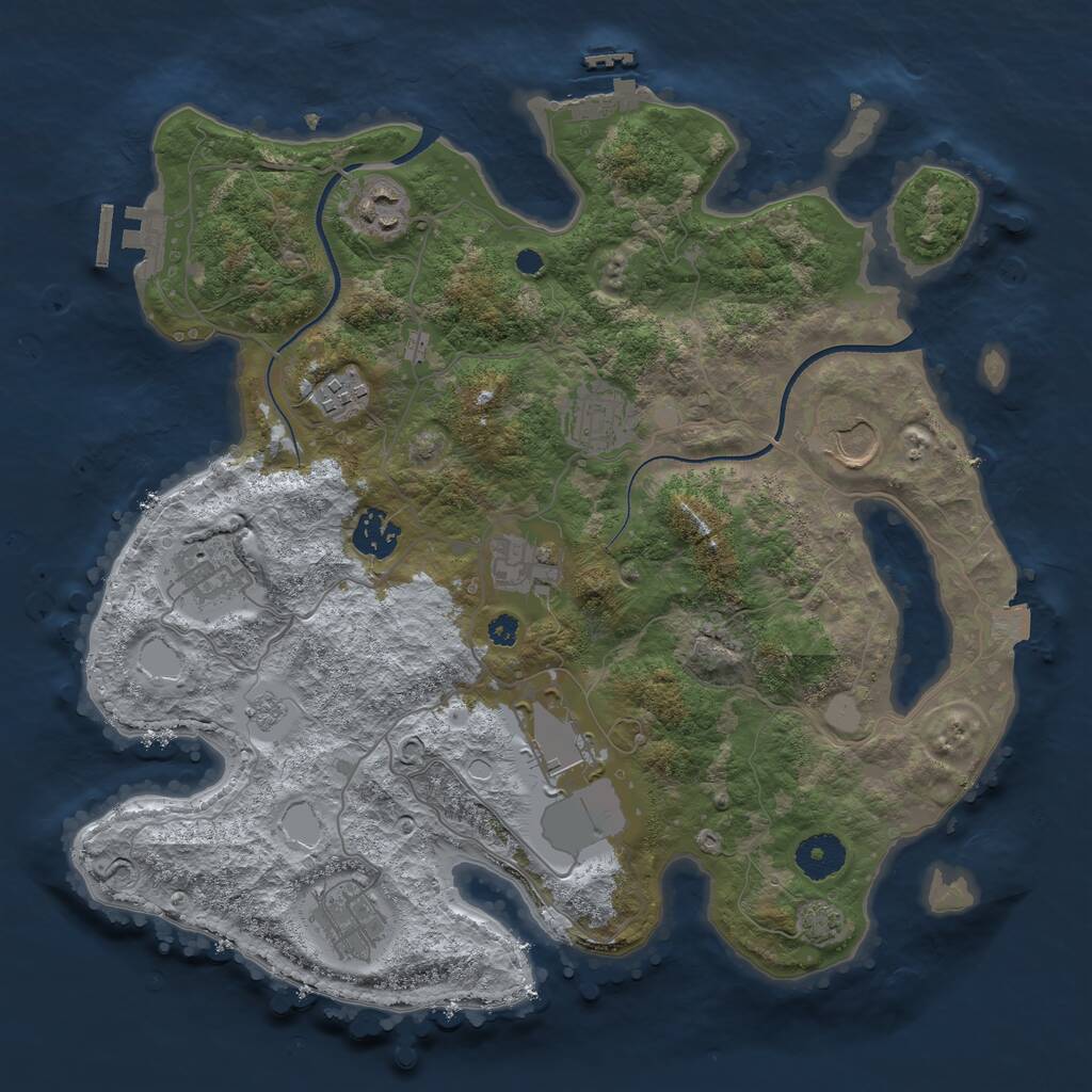 Rust Map: Procedural Map, Size: 3500, Seed: 363246955, 14 Monuments