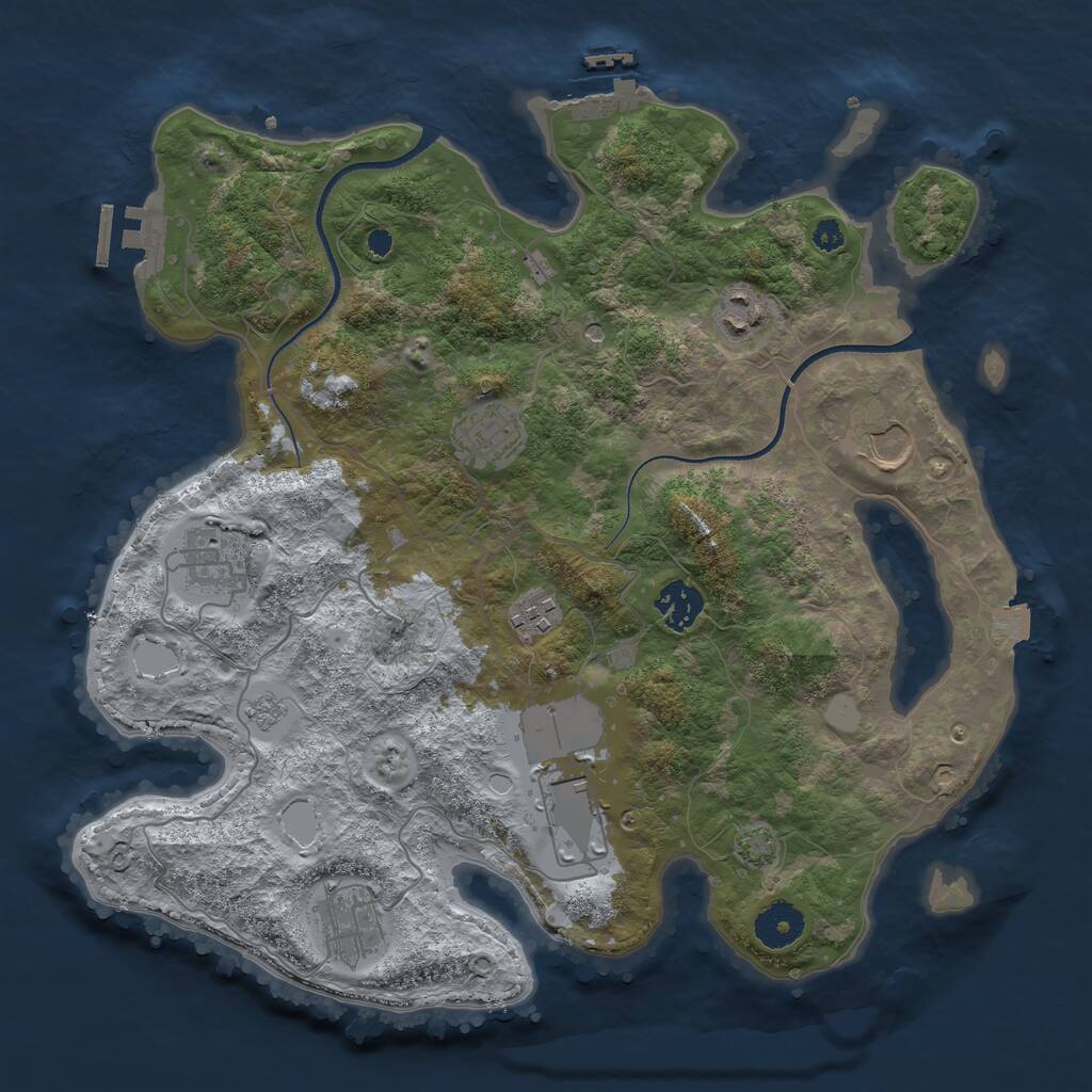 Rust Map: Procedural Map, Size: 3500, Seed: 363246955, 14 Monuments