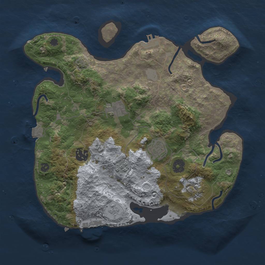 Rust Map: Procedural Map, Size: 3000, Seed: 18799, 12 Monuments
