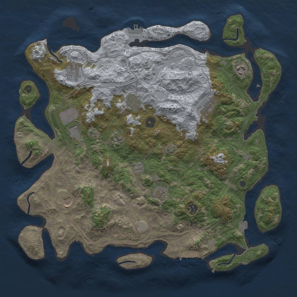 Rust Map: Procedural Map, Size: 4250, Seed: 893817732, 18 Monuments