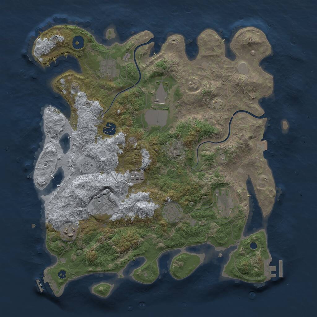 Rust Map: Procedural Map, Size: 3700, Seed: 7124938, 14 Monuments
