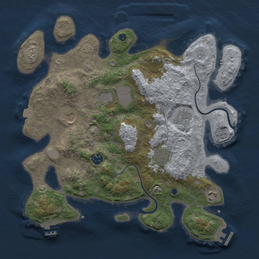 Rust Map: Procedural Map, Size: 3500, Seed: 1982847954, 13 Monuments