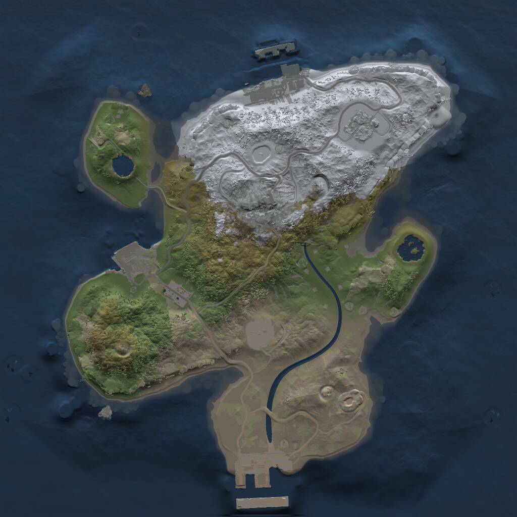 Rust Map: Procedural Map, Size: 2000, Seed: 1234567895, 4 Monuments