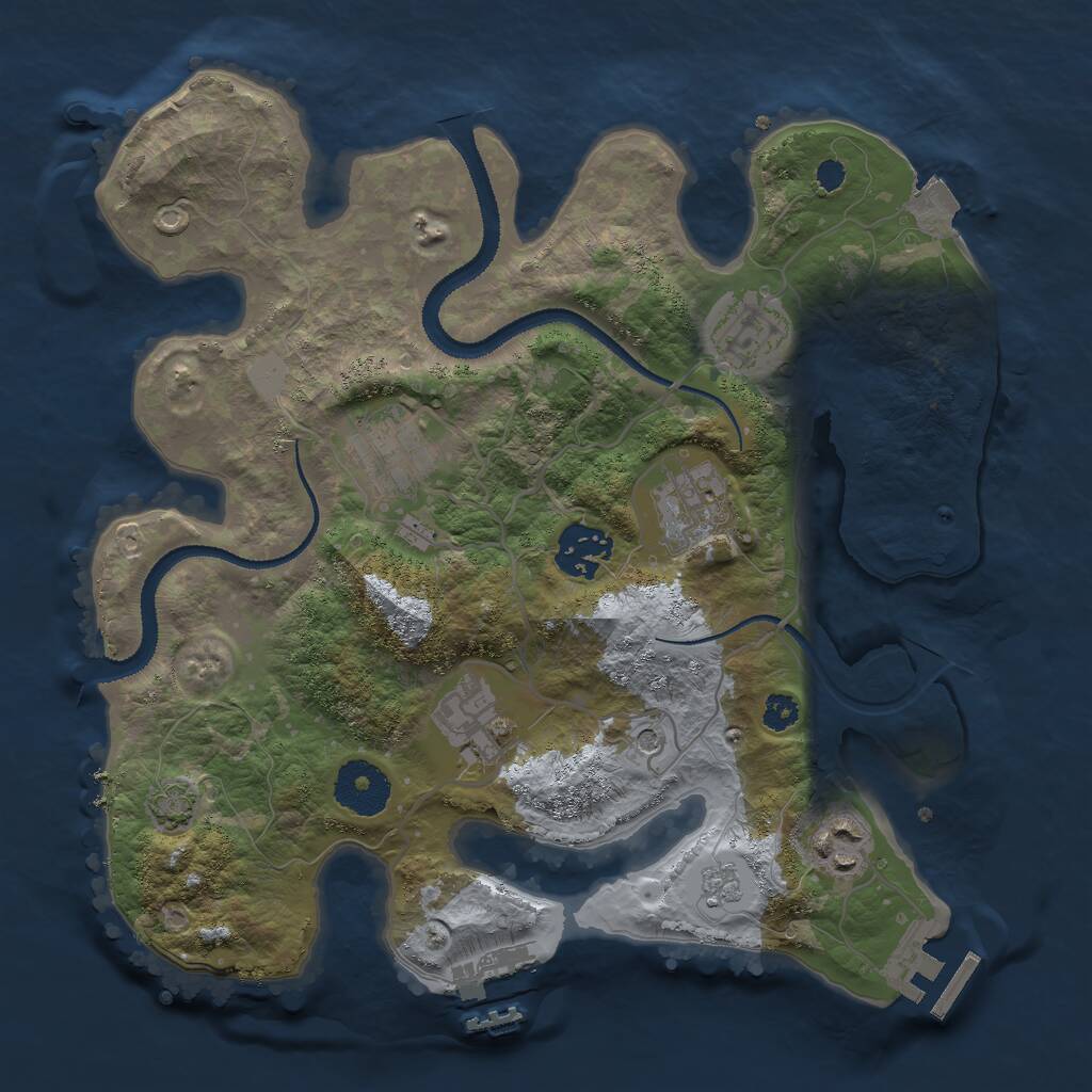 Rust Map: Procedural Map, Size: 3000, Seed: 958125139, 12 Monuments
