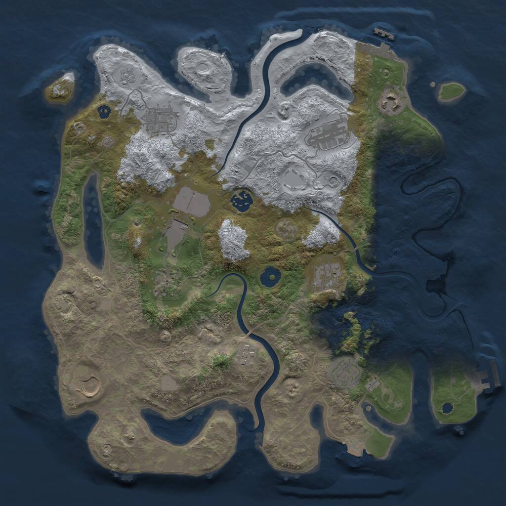 Rust Map: Procedural Map, Size: 3750, Seed: 682984, 16 Monuments