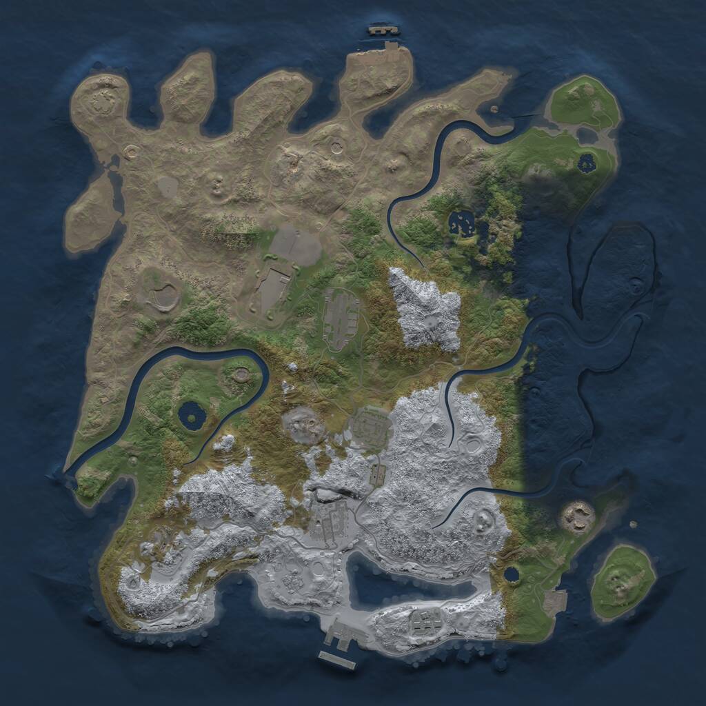 Rust Map: Procedural Map, Size: 3800, Seed: 33999, 15 Monuments