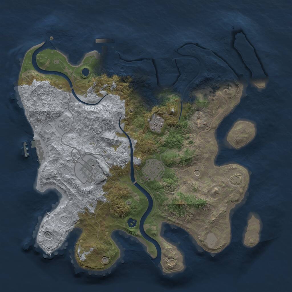Rust Map: Procedural Map, Size: 3100, Seed: 989106478, 9 Monuments
