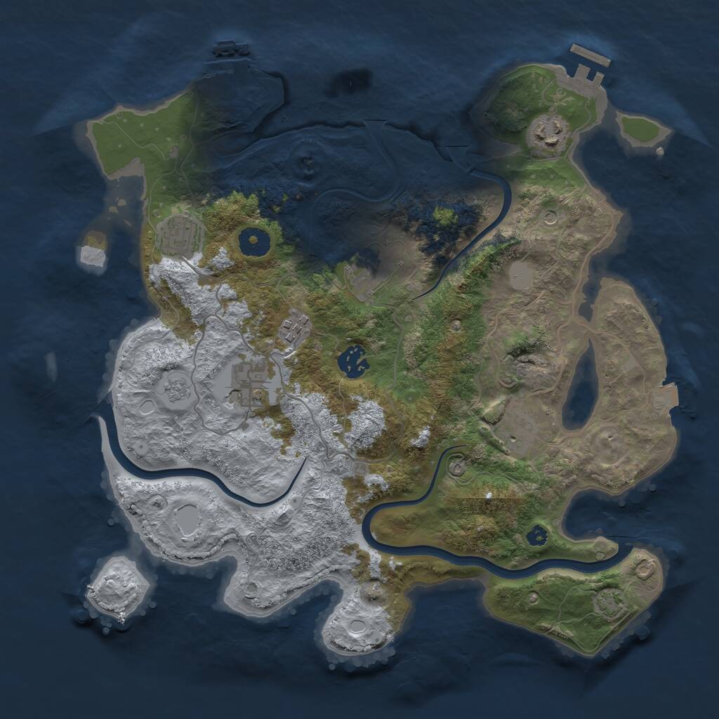 Rust Map: Procedural Map, Size: 3500, Seed: 39741264, 13 Monuments