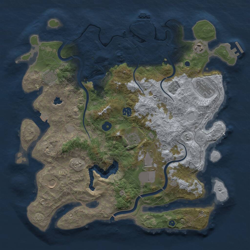 Rust Map: Procedural Map, Size: 4000, Seed: 801623407, 14 Monuments