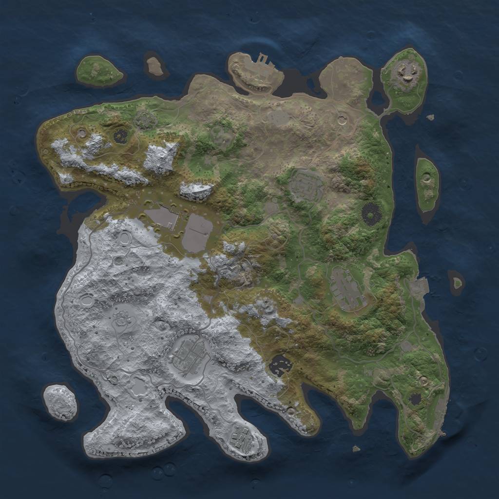 Rust Map: Procedural Map, Size: 3500, Seed: 634831, 15 Monuments