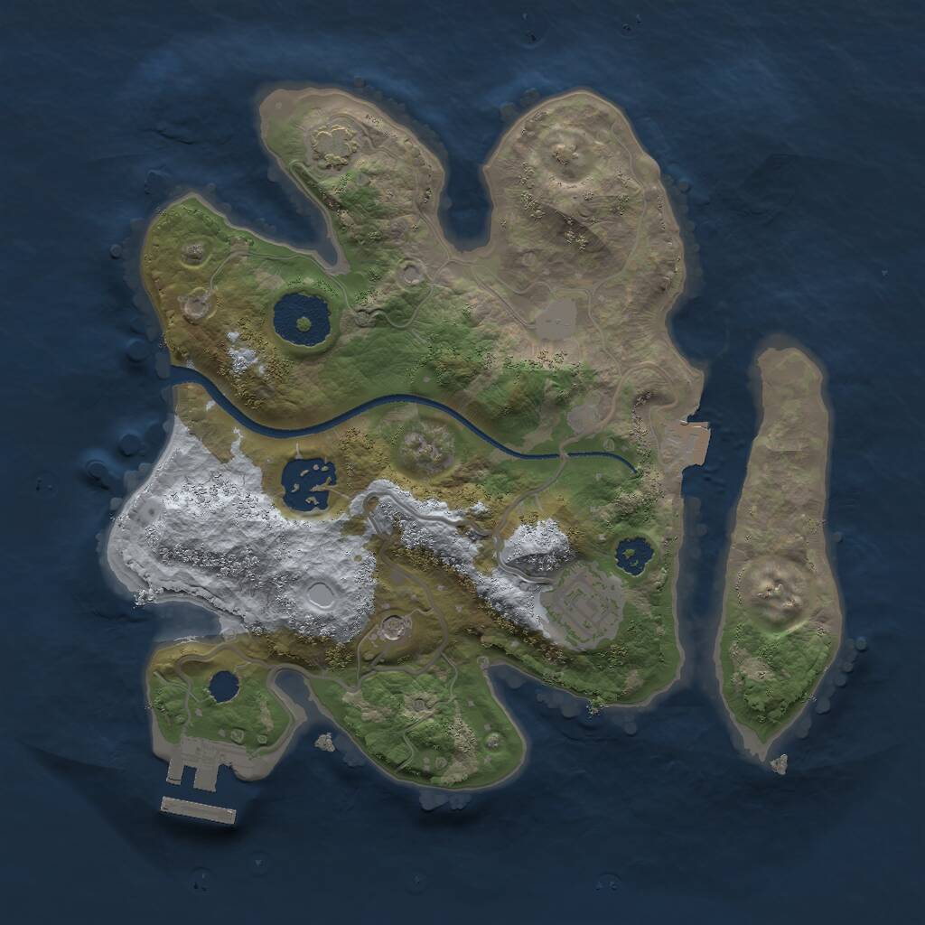 Rust Map: Procedural Map, Size: 2500, Seed: 5465, 6 Monuments