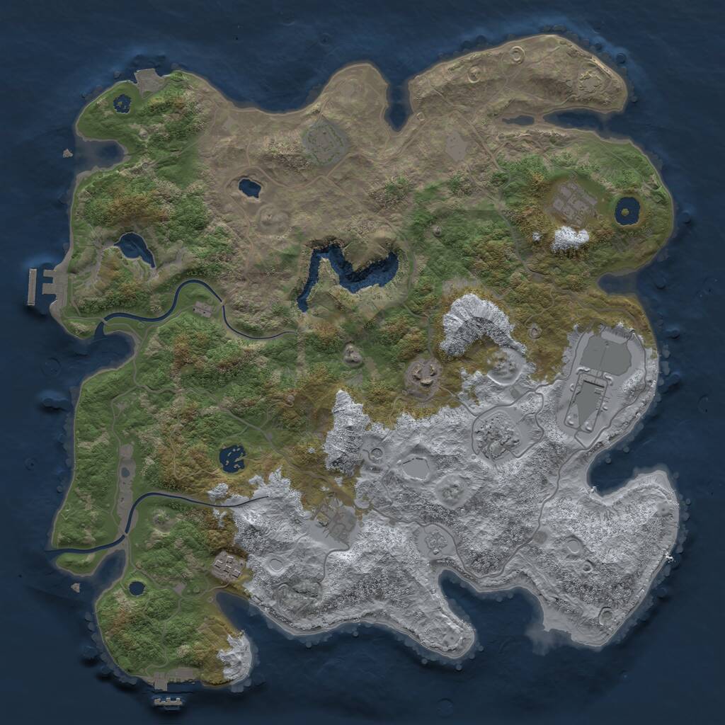 Rust Map: Procedural Map, Size: 4000, Seed: 436647980, 14 Monuments