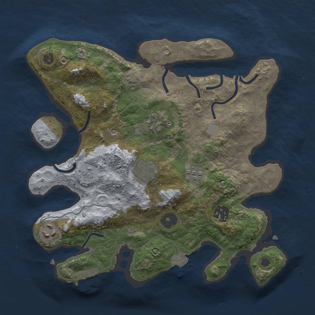 Rust Map: Procedural Map, Size: 3000, Seed: 847478130, 12 Monuments