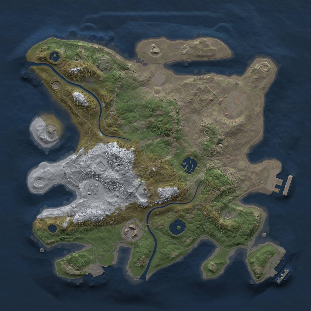 Rust Map: Procedural Map, Size: 3000, Seed: 847478130, 9 Monuments