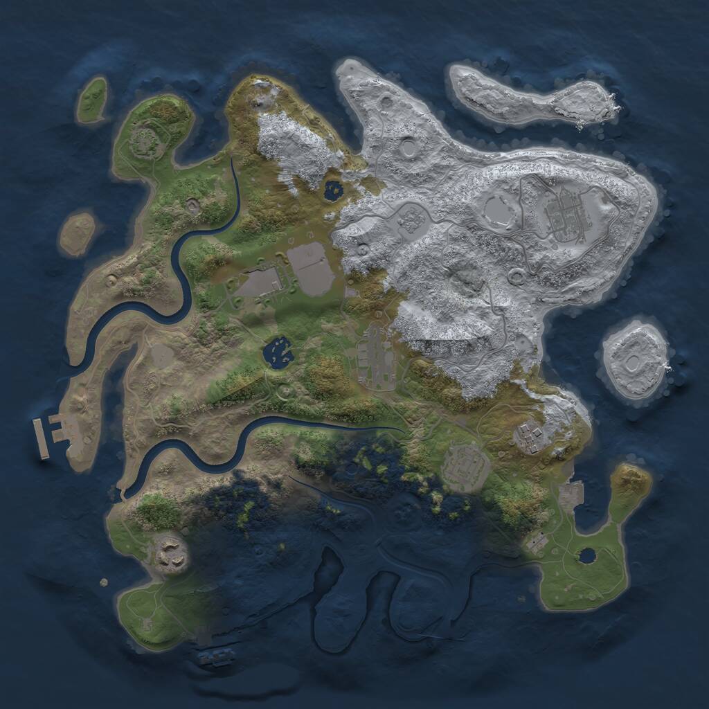 Rust Map: Procedural Map, Size: 3500, Seed: 557125642, 13 Monuments