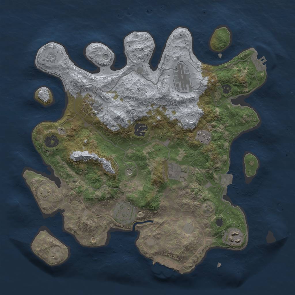 Rust Map: Procedural Map, Size: 3250, Seed: 791121399, 15 Monuments