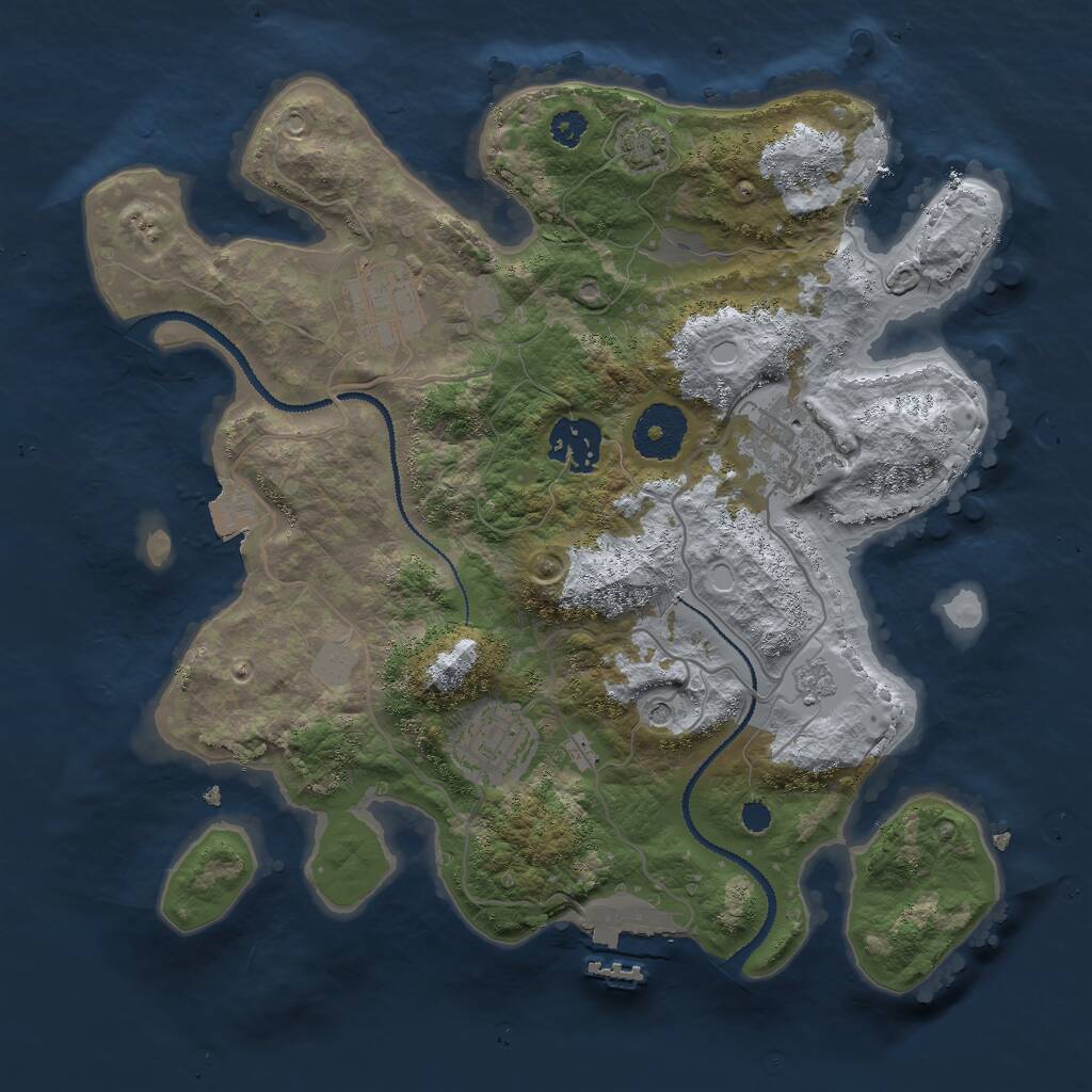 Rust Map: Procedural Map, Size: 3000, Seed: 2163, 9 Monuments