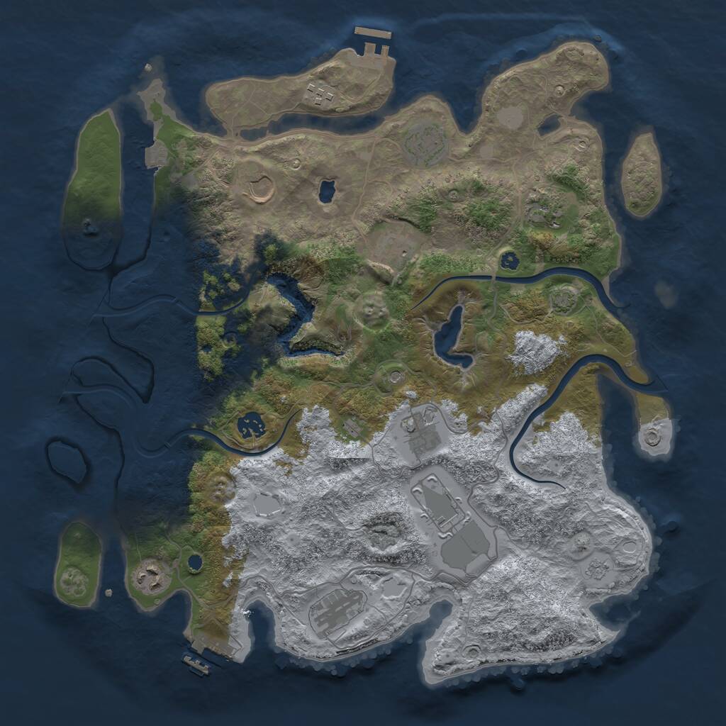 Rust Map: Procedural Map, Size: 4000, Seed: 685705260, 16 Monuments