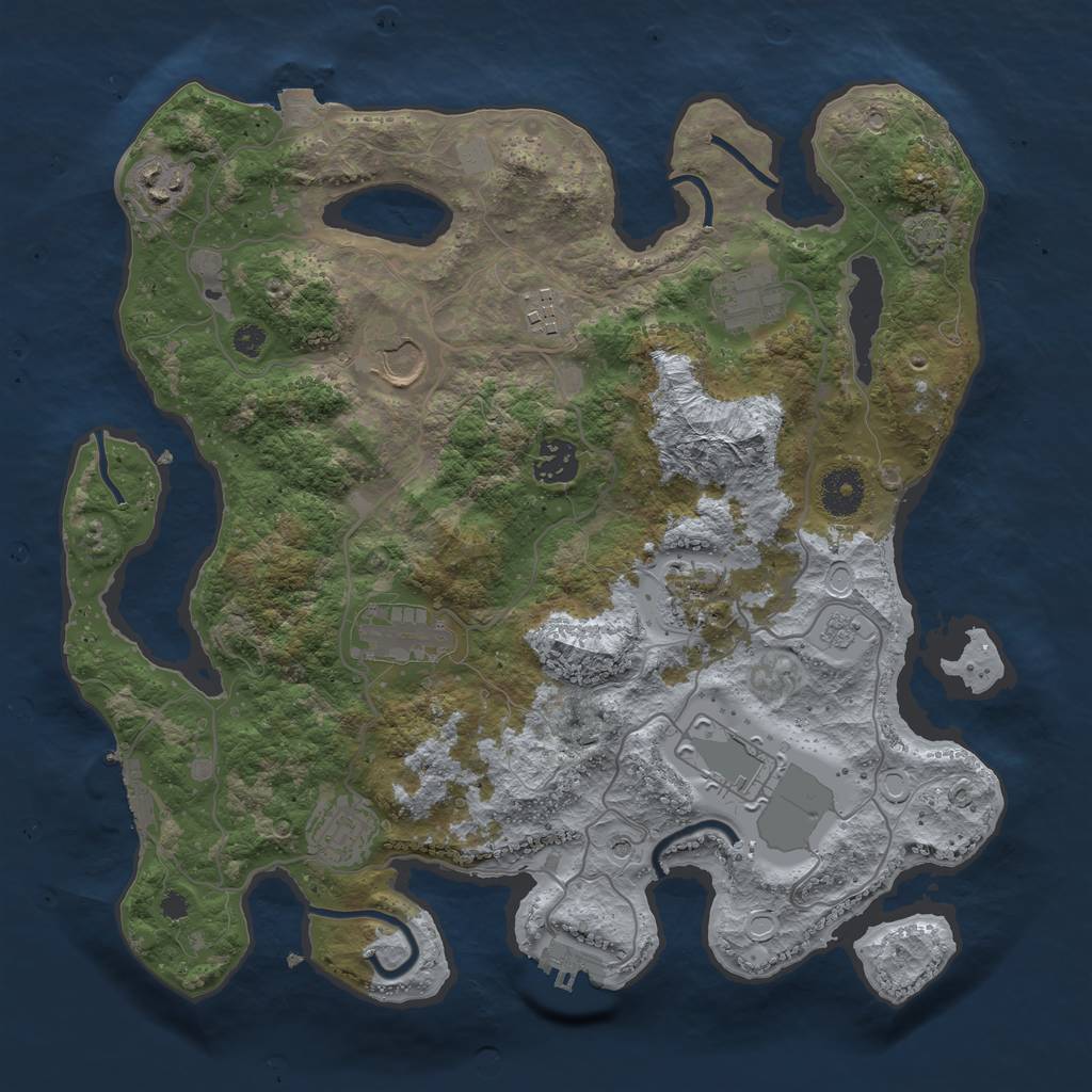 Rust Map: Procedural Map, Size: 3550, Seed: 11251554, 17 Monuments