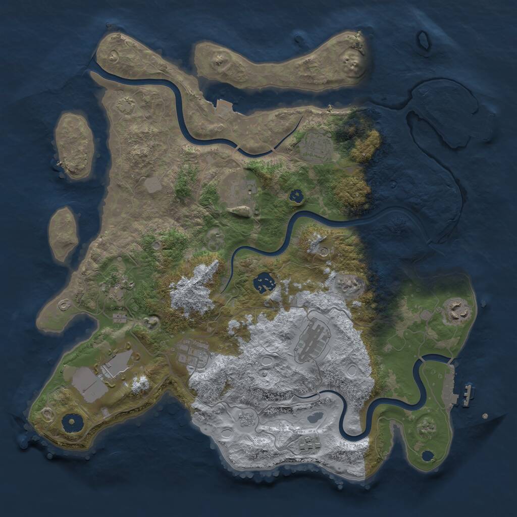 Rust Map: Procedural Map, Size: 3750, Seed: 92877289, 15 Monuments
