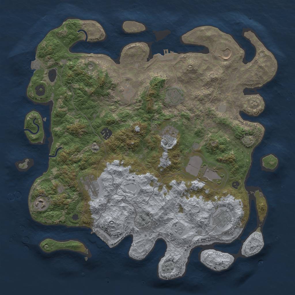 Rust Map: Procedural Map, Size: 4000, Seed: 34332, 18 Monuments