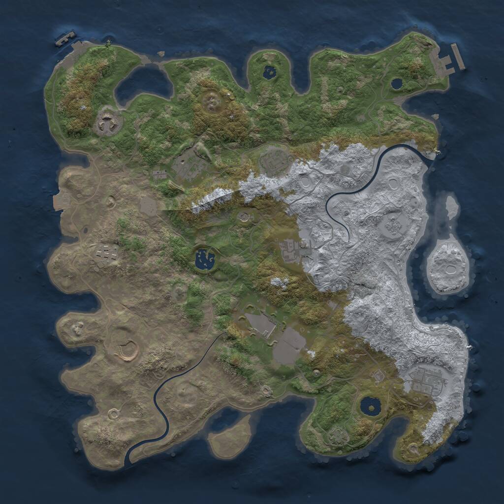 Rust Map: Procedural Map, Size: 3700, Seed: 352278334, 15 Monuments