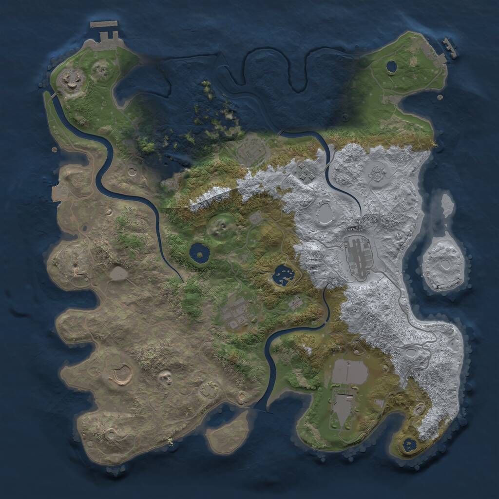 Rust Map: Procedural Map, Size: 3700, Seed: 352278334, 15 Monuments