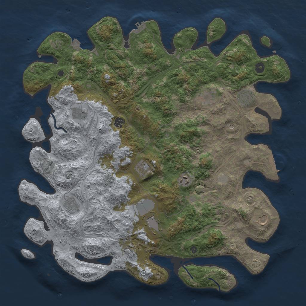 Rust Map: Procedural Map, Size: 4500, Seed: 95780, 19 Monuments