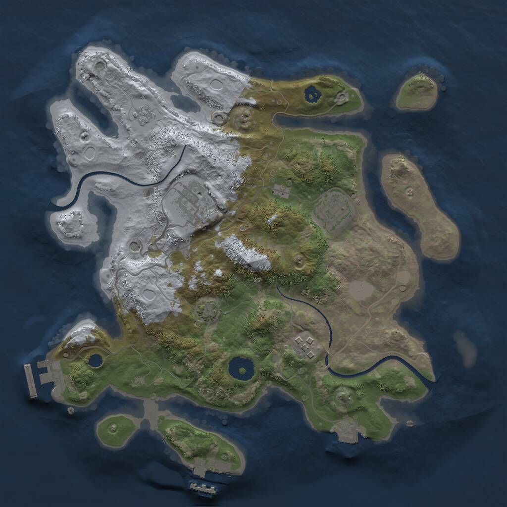 Rust Map: Procedural Map, Size: 3000, Seed: 91421, 9 Monuments