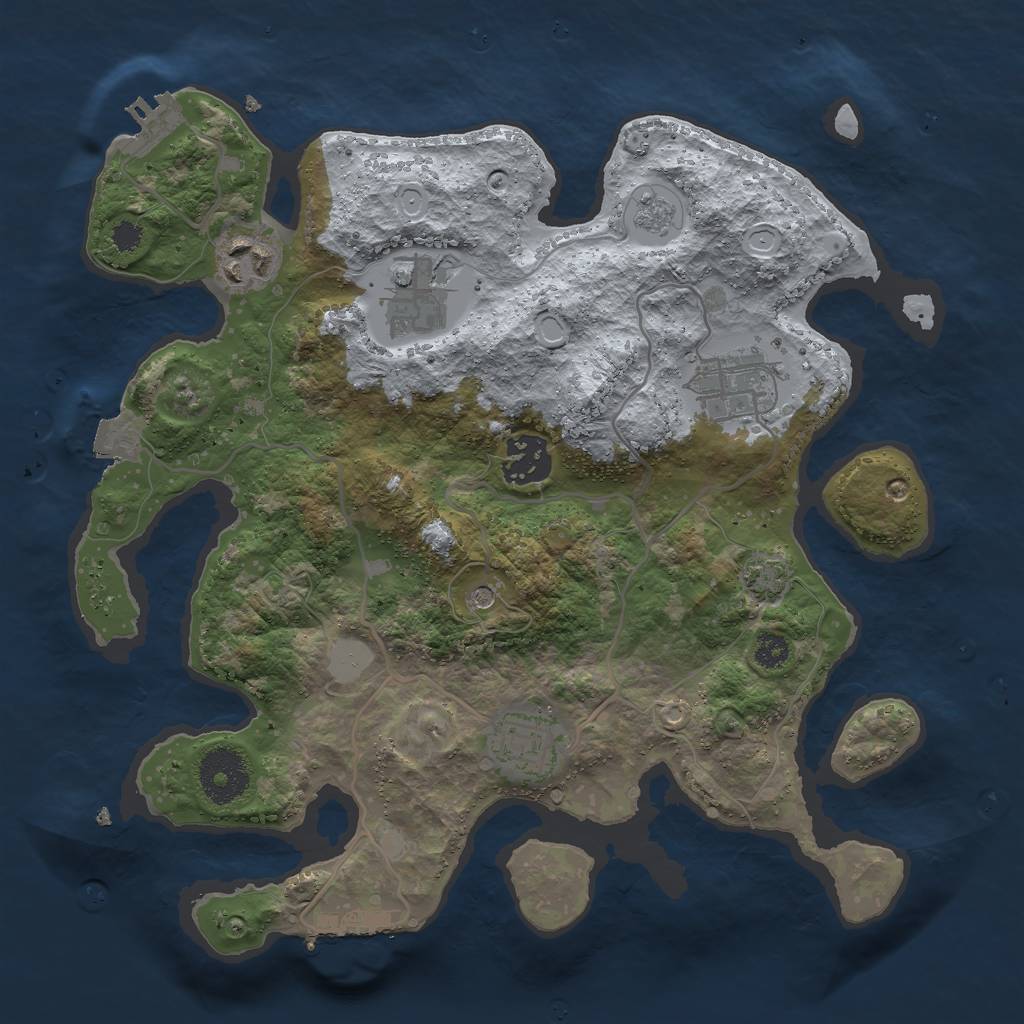 Rust Map: Procedural Map, Size: 3000, Seed: 1333810290, 13 Monuments