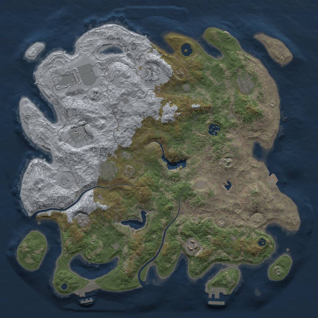 Rust Map: Procedural Map, Size: 4000, Seed: 25894, 14 Monuments