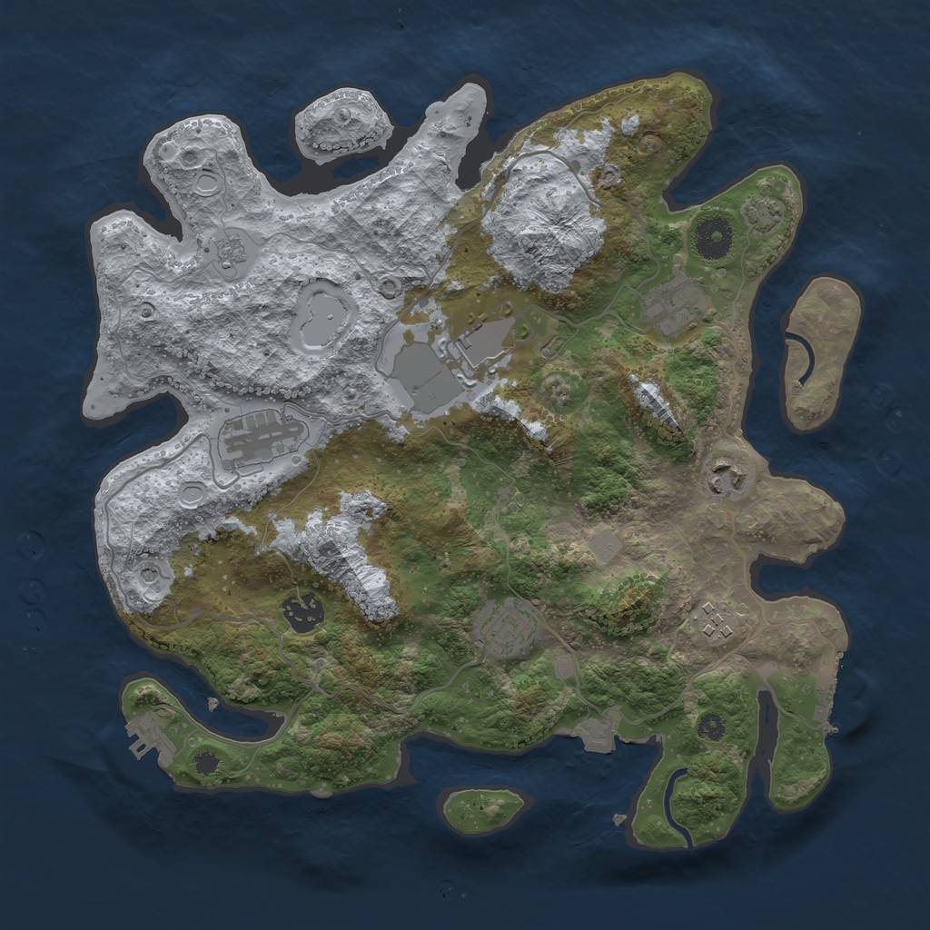 Rust Map: Procedural Map, Size: 3500, Seed: 21472591, 15 Monuments