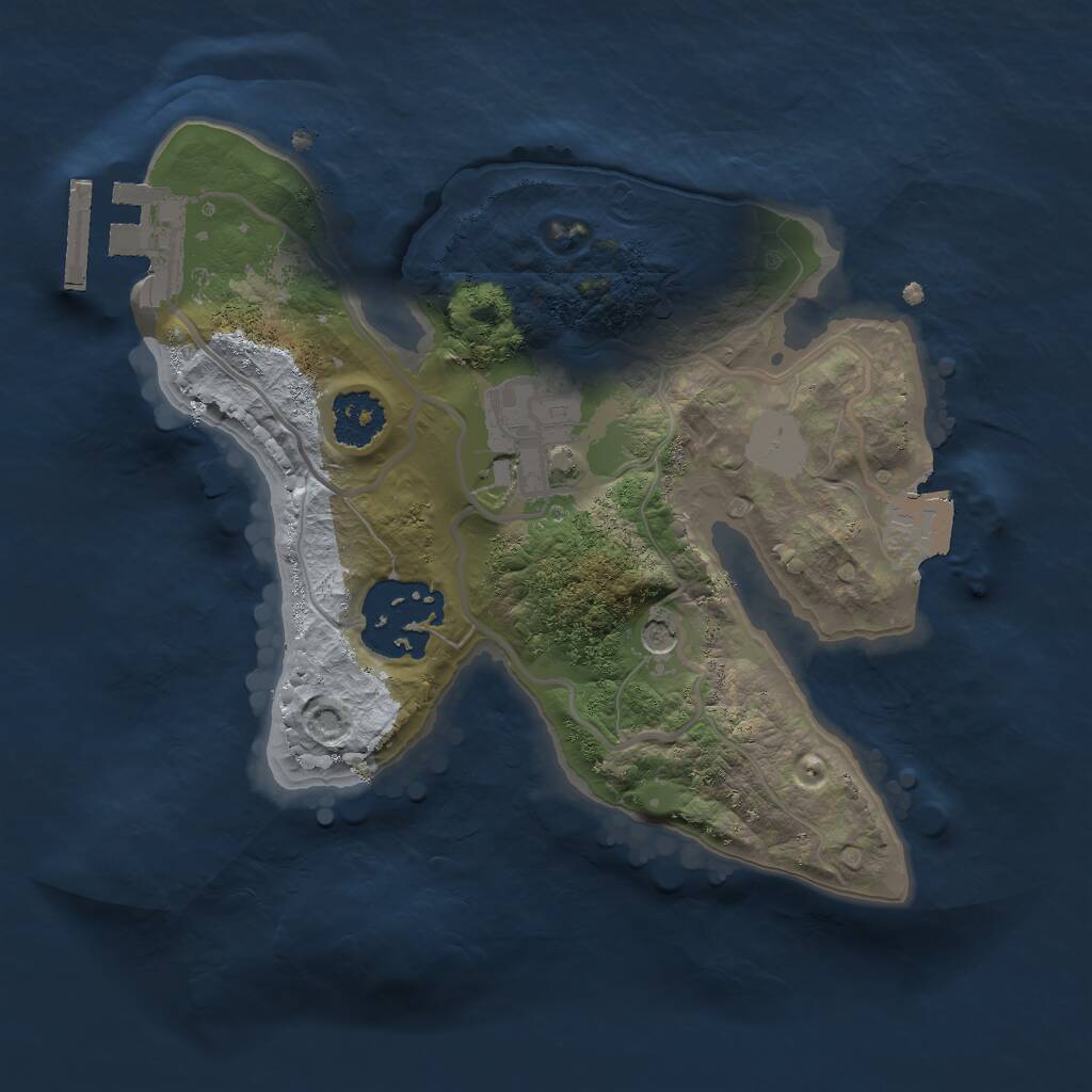 Rust Map: Procedural Map, Size: 2000, Seed: 1195549590, 5 Monuments