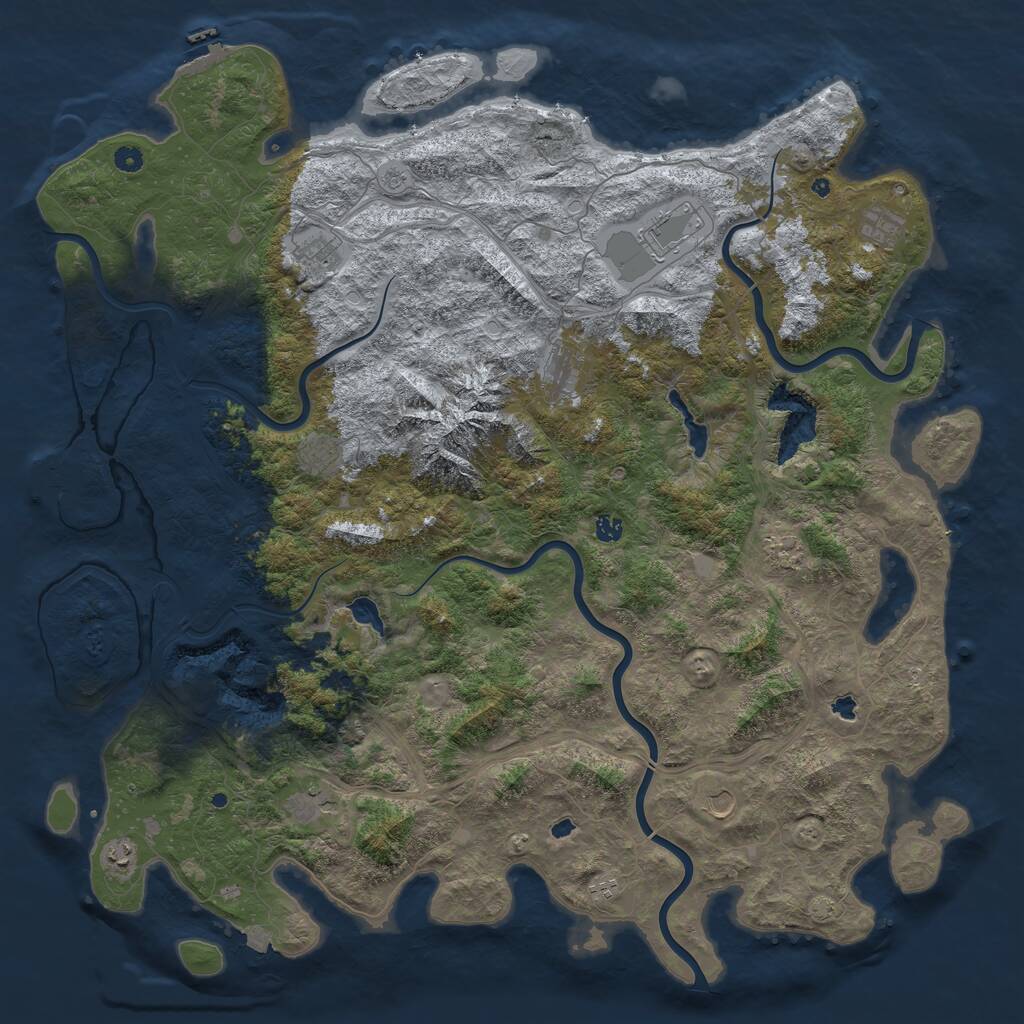 Rust Map: Procedural Map, Size: 5500, Seed: 163316510, 17 Monuments