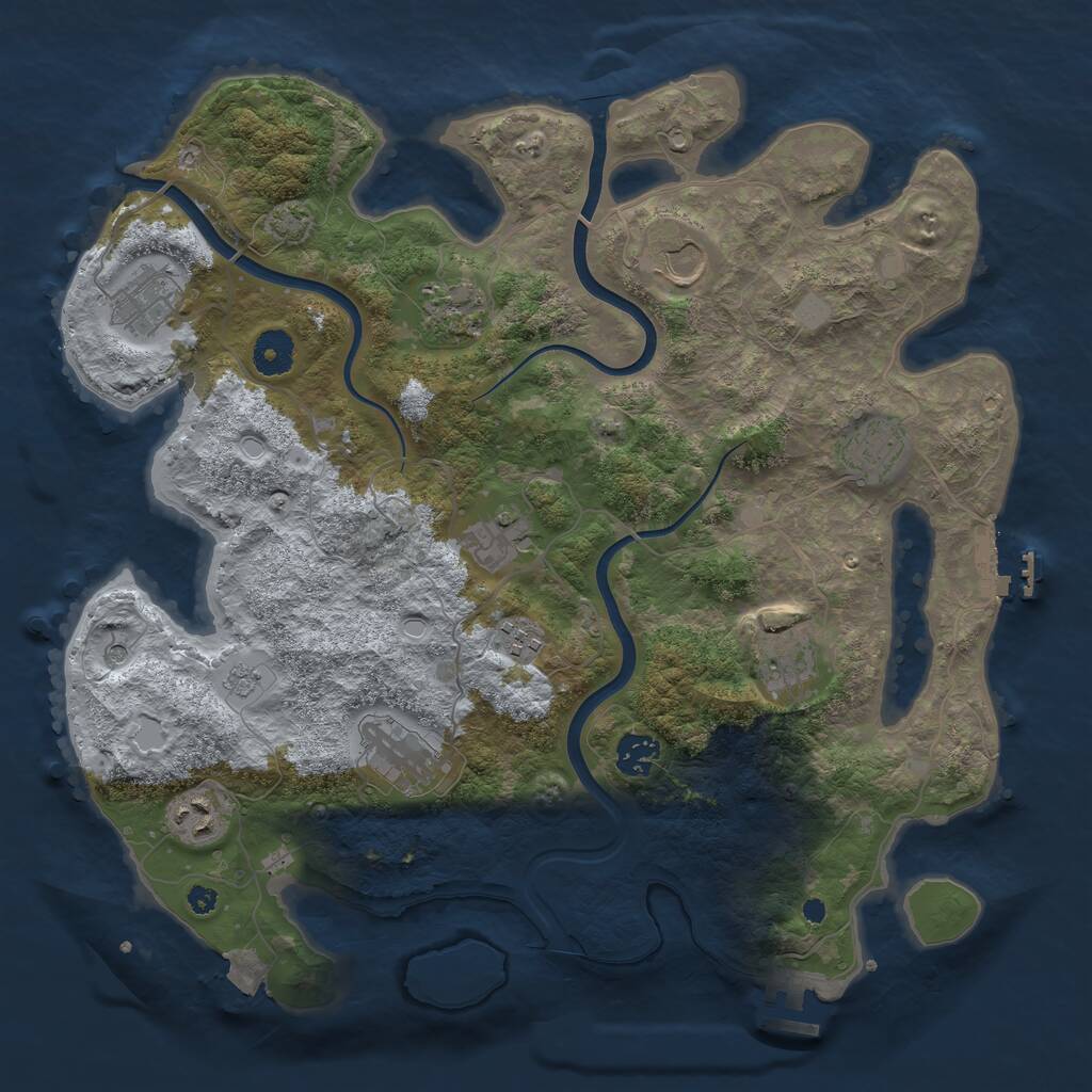 Rust Map: Procedural Map, Size: 3750, Seed: 2935, 16 Monuments