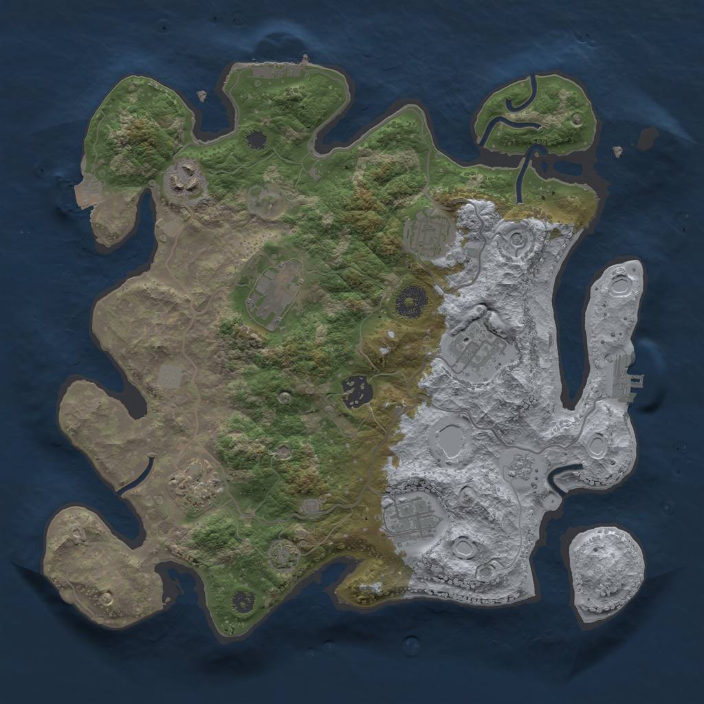 Rust Map: Procedural Map, Size: 3250, Seed: 1954433594, 15 Monuments