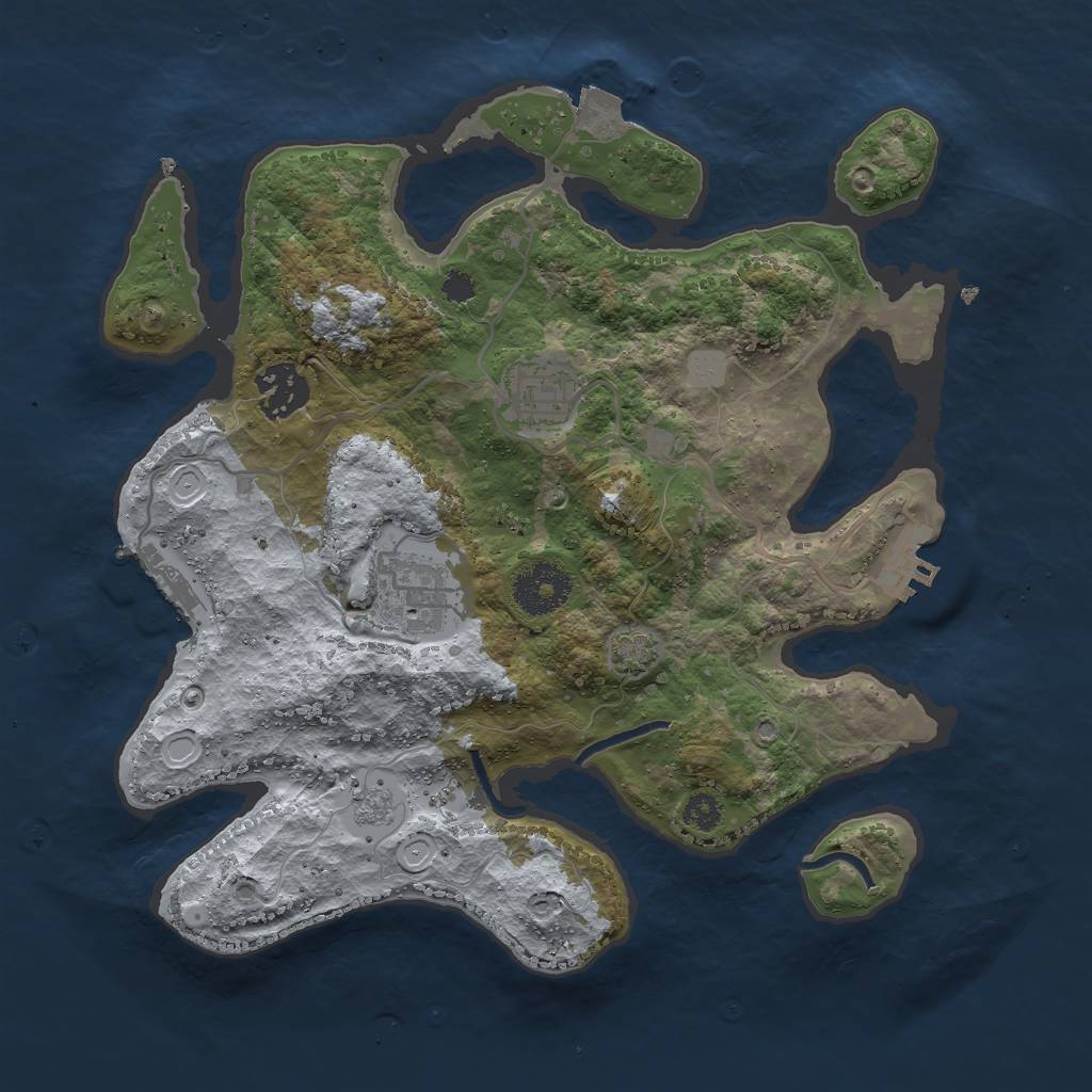 Rust Map: Procedural Map, Size: 3000, Seed: 19965, 10 Monuments