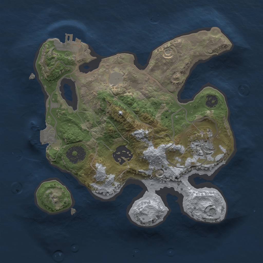 Rust Map: Procedural Map, Size: 2151, Seed: 1532173525, 6 Monuments