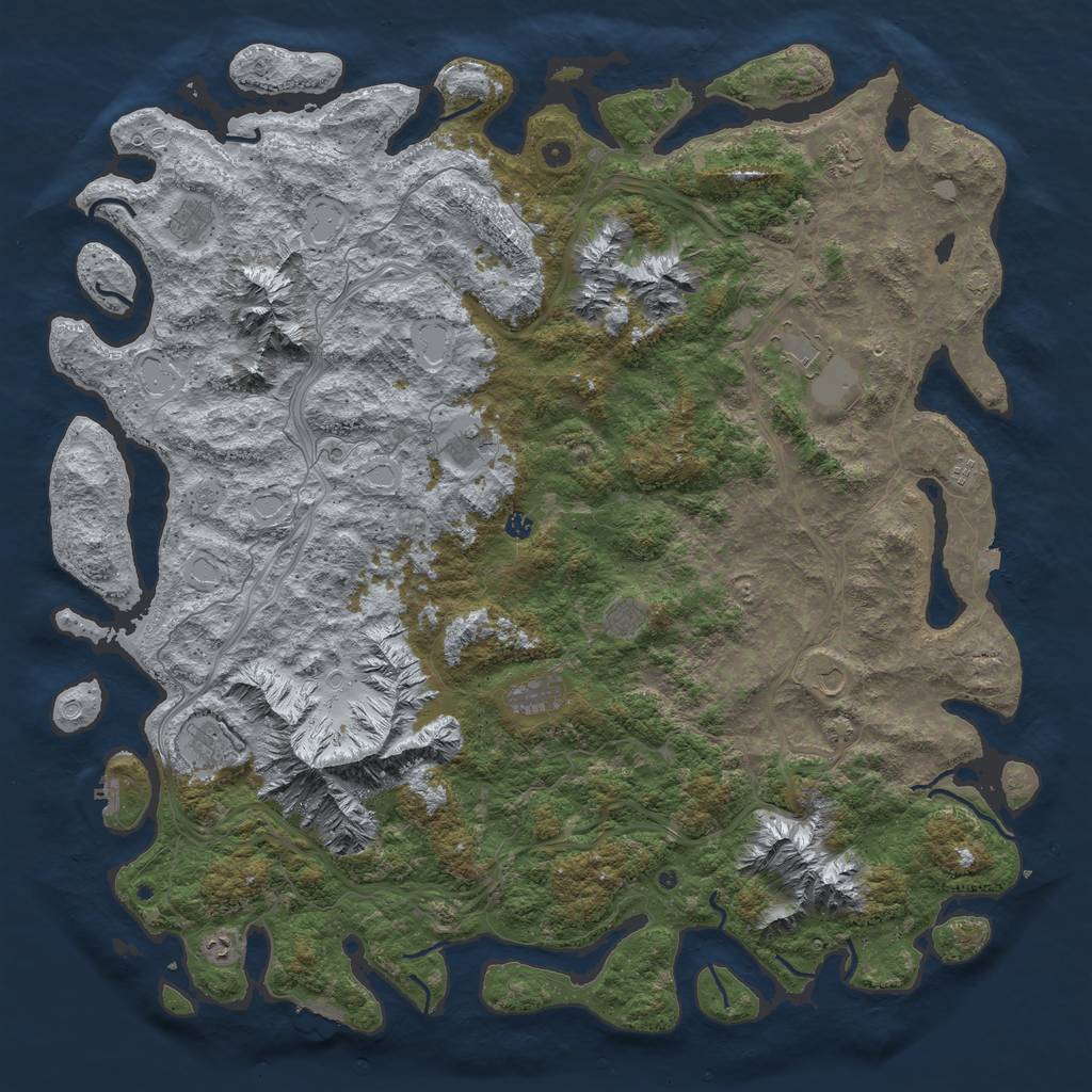 Rust Map: Procedural Map, Size: 6000, Seed: 4162849, 19 Monuments
