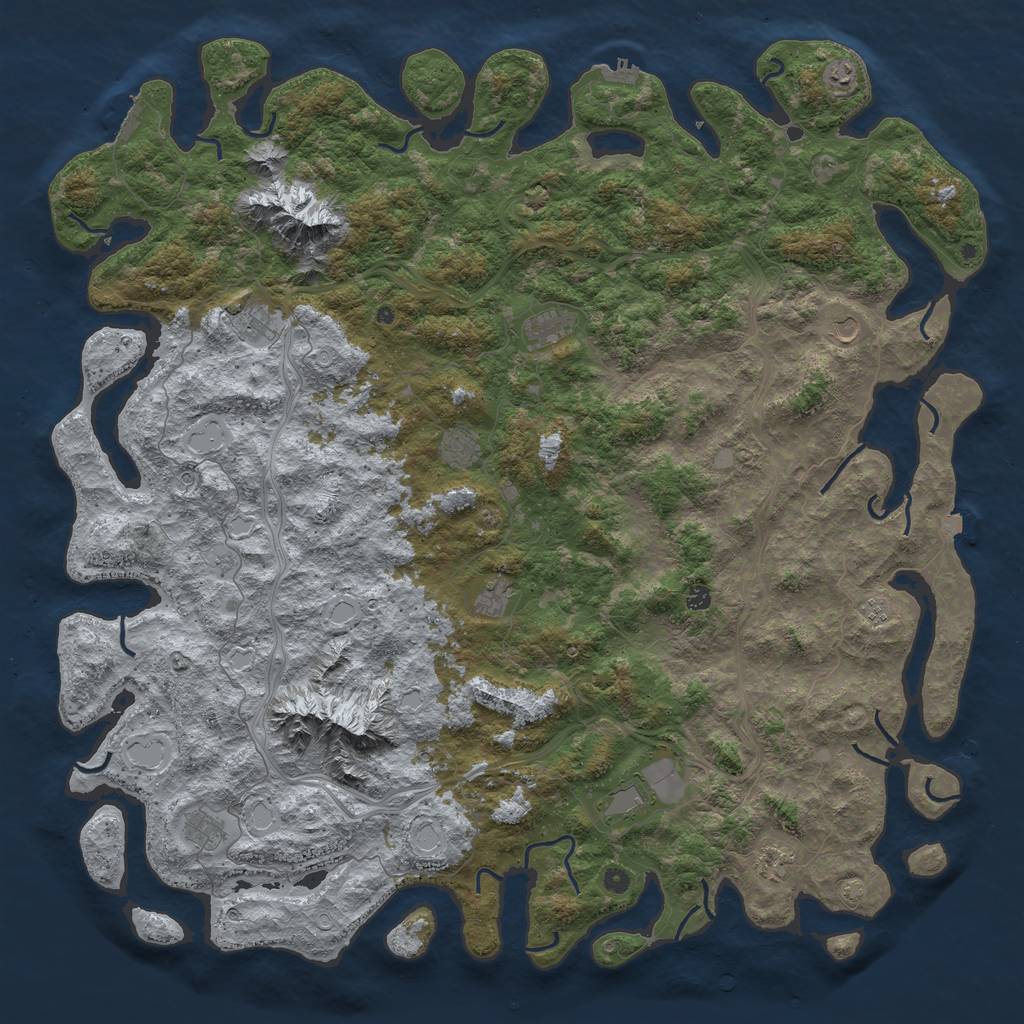 Rust Map: Procedural Map, Size: 6000, Seed: 1262680722, 19 Monuments