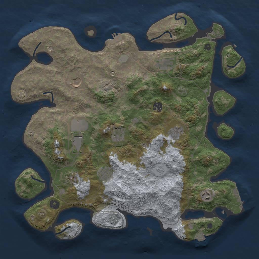 Rust Map: Procedural Map, Size: 4000, Seed: 2774, 18 Monuments