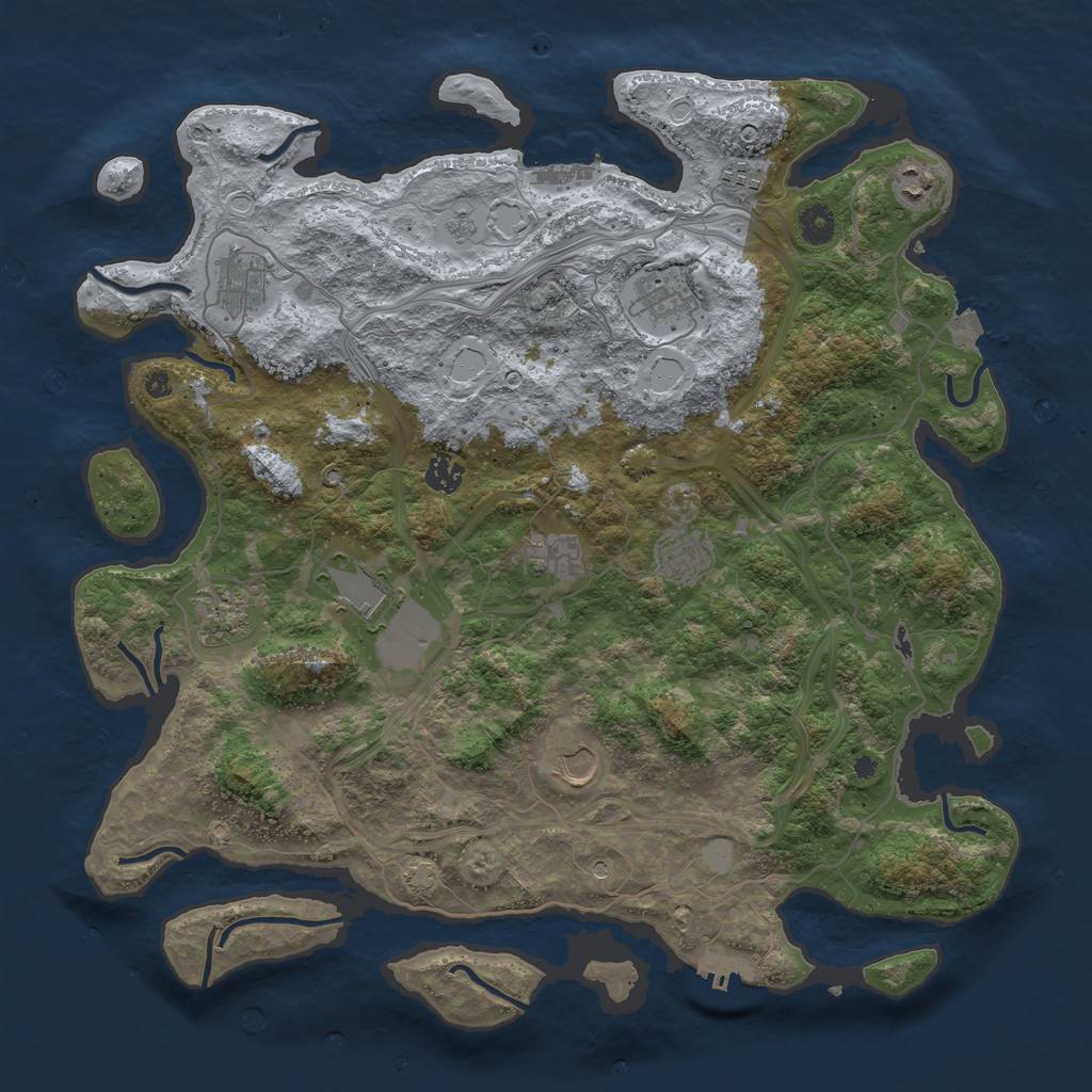 Rust Map: Procedural Map, Size: 4250, Seed: 586134101, 18 Monuments