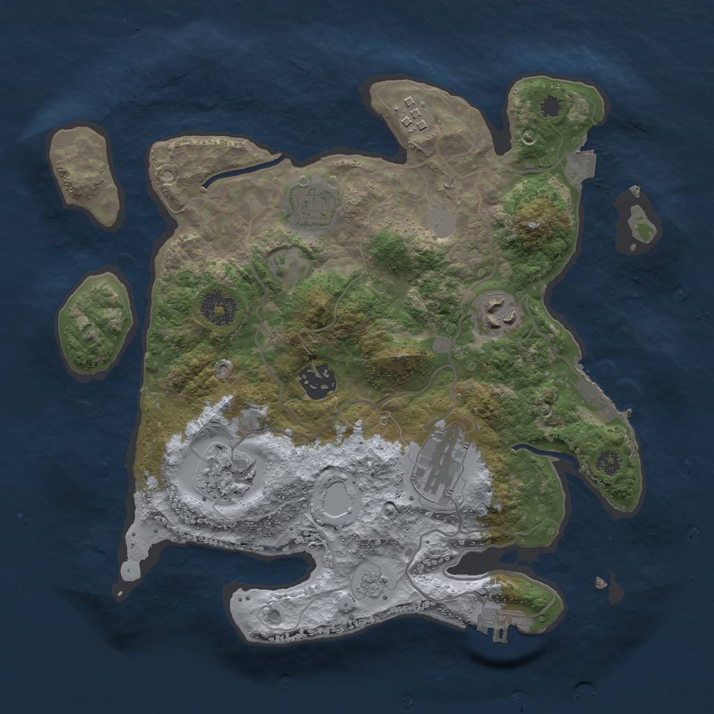 Rust Map: Procedural Map, Size: 3000, Seed: 32677, 12 Monuments