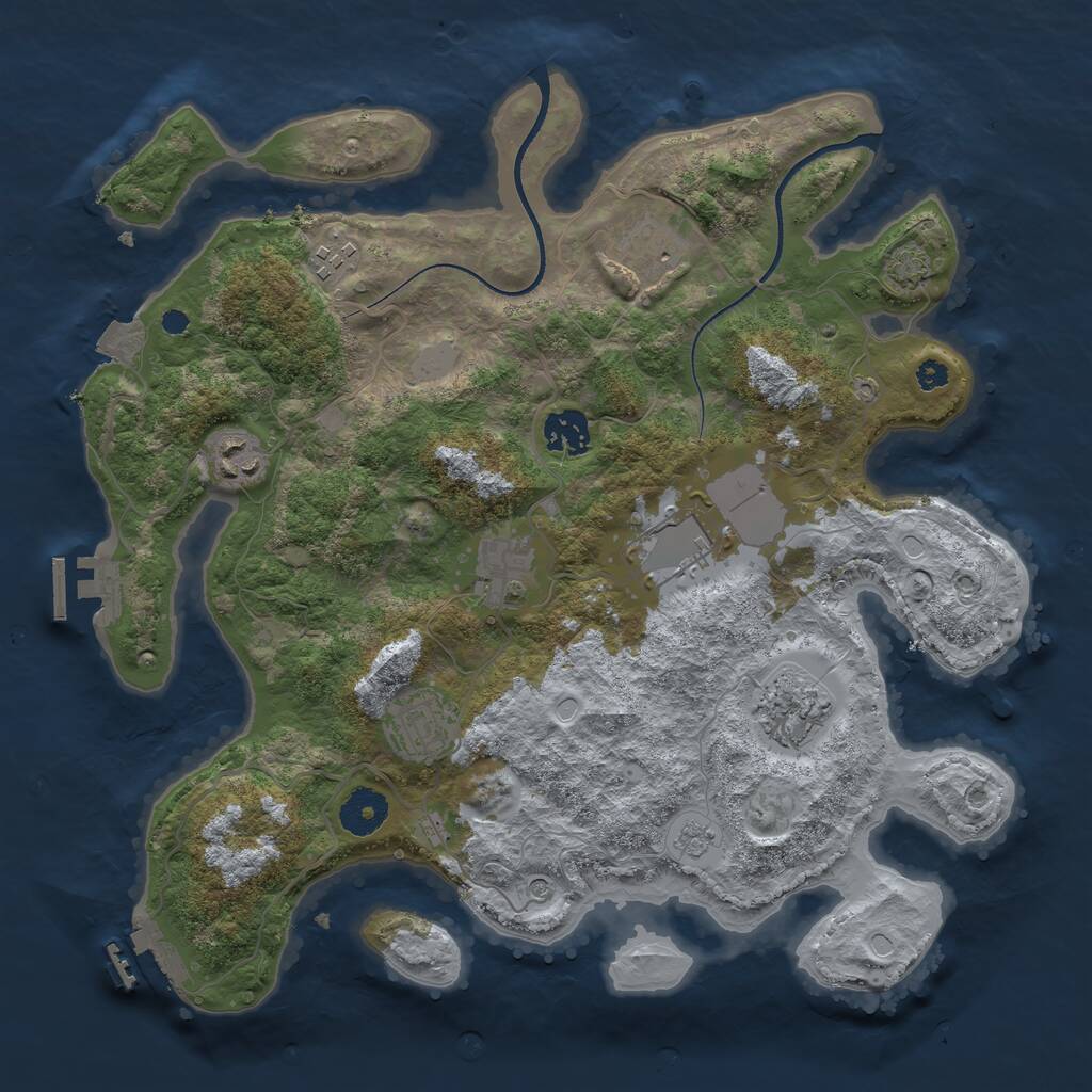 Rust Map: Procedural Map, Size: 3500, Seed: 730292448, 14 Monuments