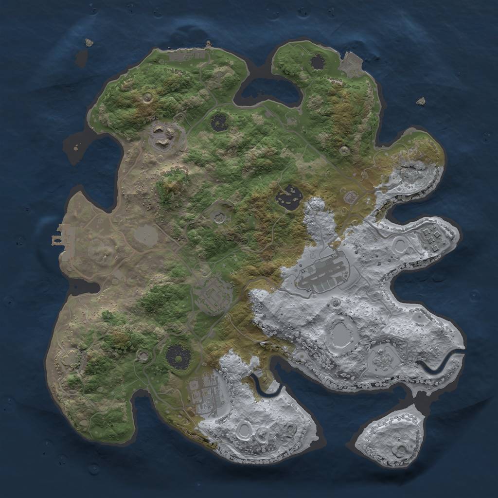 Rust Map: Procedural Map, Size: 3000, Seed: 715839796, 14 Monuments